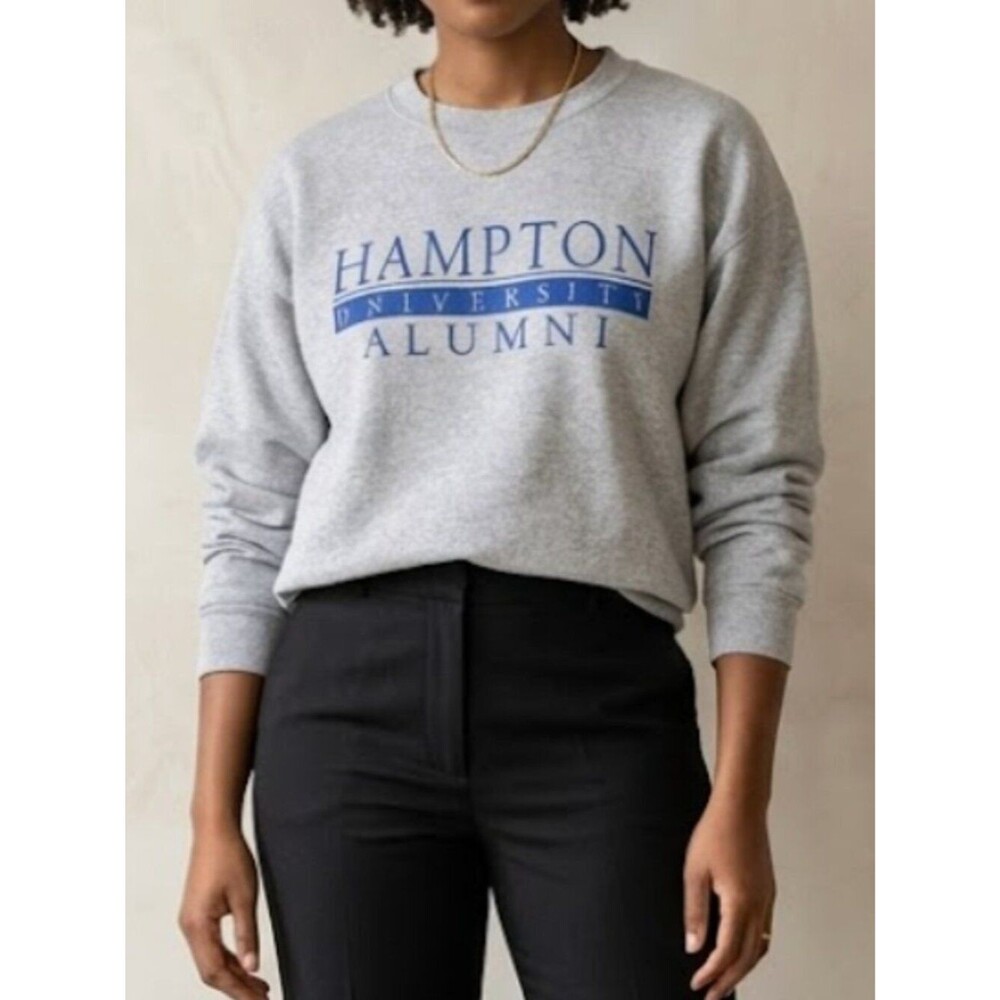 Vintage Port & Company Hampton University Alumni Crewneck Sweatshirt Gray Large